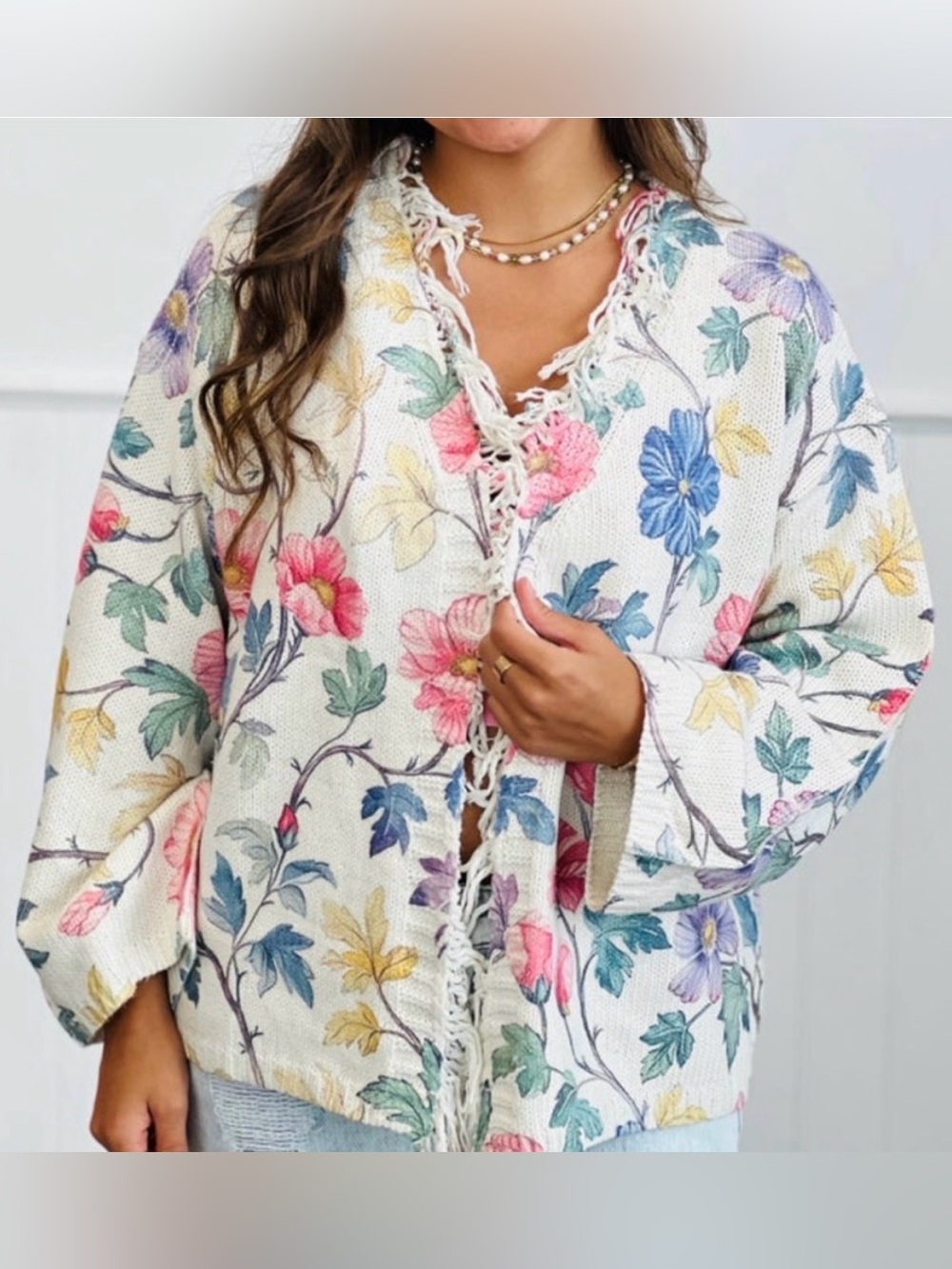 POL Wildflower Fringe Cardigan - Picture 3 of 7